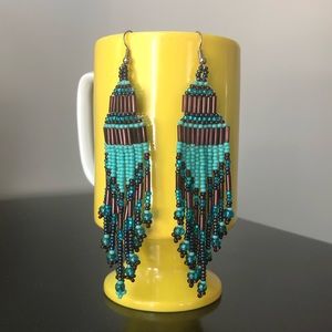 3 for $15 Blue Beaded tassel dangle earrings